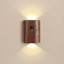 1pc Luz de Pared LED Moderna con Sensor de Movimiento y Alimentación USB - Madera Maciza, Brillo Ajustable, Batería Recargable de 800mAh, Ideal para Escaleras y Pasillos
