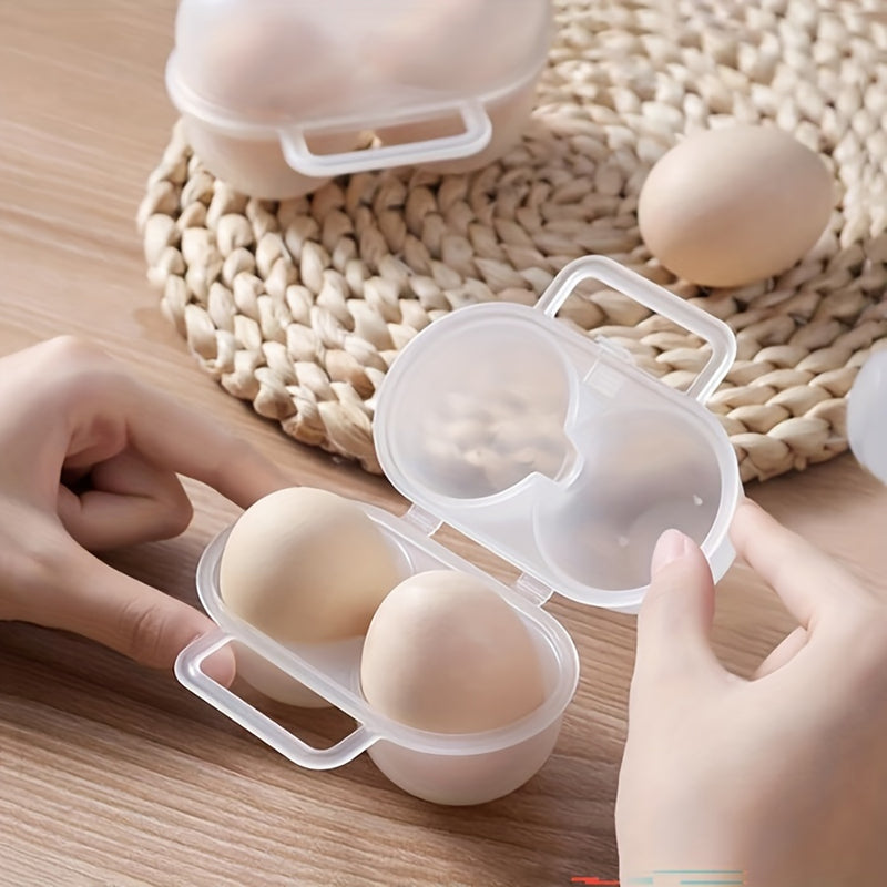 Caja portátil de huevos de 1 pieza, soporte de huevos de plástico con 2 compartimentos, contenedor de almacenamiento de huevos seguro para la nevera, caso organizador de huevos a prueba de choques para contacto con alimentos