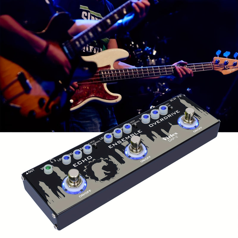 Pedal de Guitarra Multi Efectos, con Eco y Overdrive 3 en 1 Serie Digital Mingle para Guitarras Eléctricas