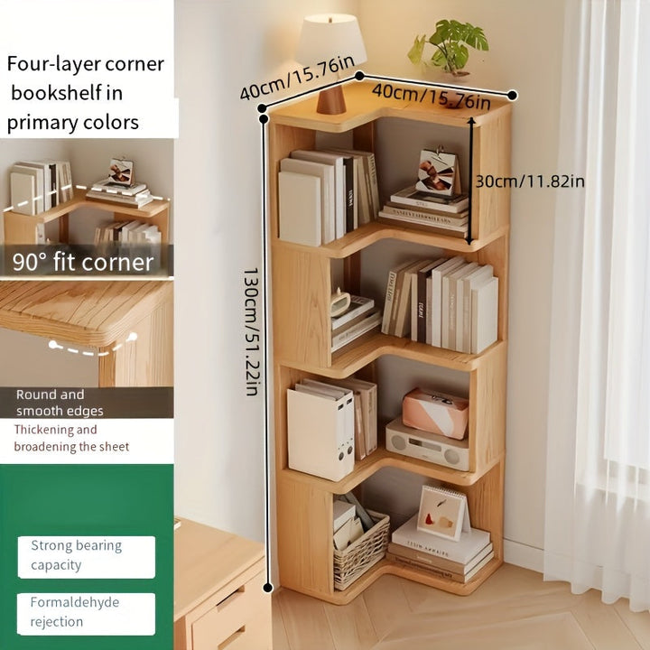 Estante de almacenamiento multifuncional de madera sólida para esquina del suelo, armario de esquina de sala de estar de varios niveles, estantería simple de almacenamiento de esquina