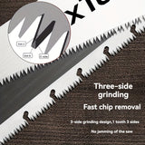 Sierra de Mano TUOSEN de 21 Pulgadas para Carpintería - Agarre Ergonómico Antideslizante, A Prueba de Óxido con Orificio para Astillas y Hoja Triple Serrada para Podar y Talar, Universal, Jardín