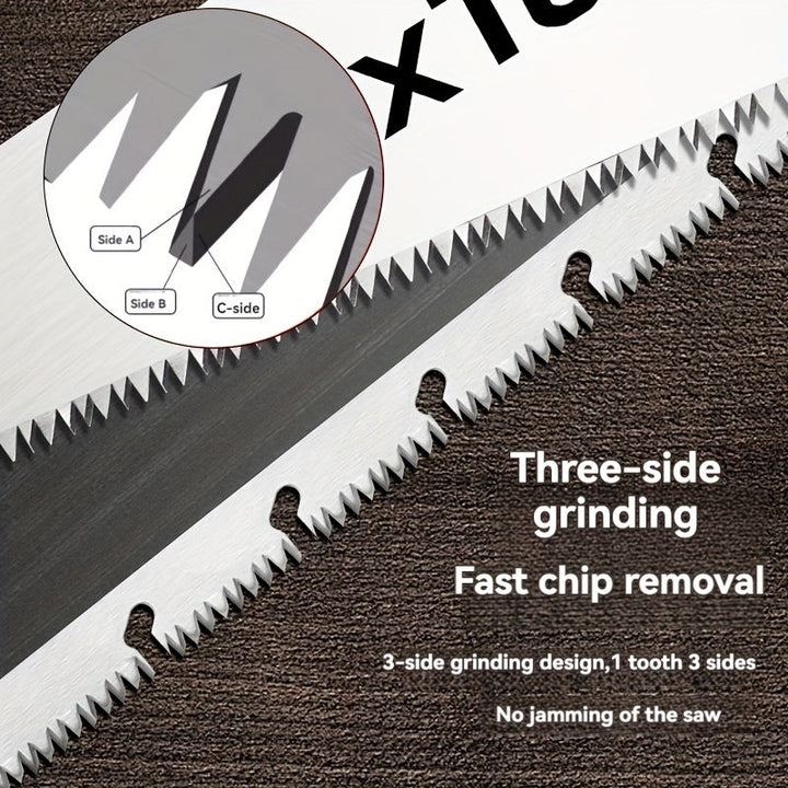 Sierra de Mano TUOSEN de 21 Pulgadas para Carpintería - Agarre Ergonómico Antideslizante, A Prueba de Óxido con Orificio para Astillas y Hoja Triple Serrada para Podar y Talar, Universal, Jardín