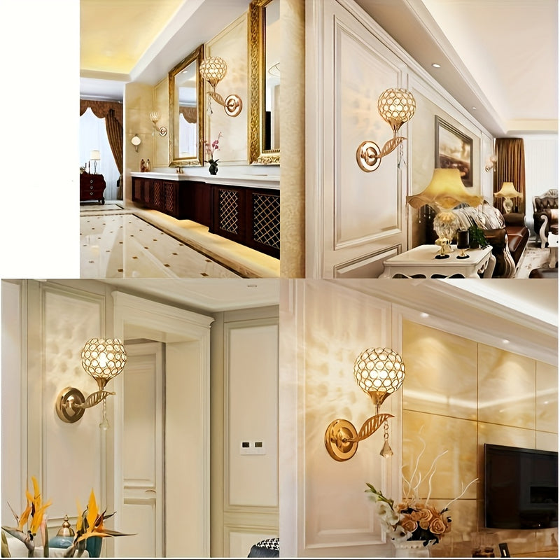 1pc Lámpara de Pared Semi-Encastrada Moderna de Cristal - Acabado Dorado Pulido, Fijación Removible, Compatible con E26/E27 y Alexa, Instalación Directa para Dormitorio, Sala de Estar, Baño (Bombilla No Incluida), Decoración Moderna para Baños, Iluminaci