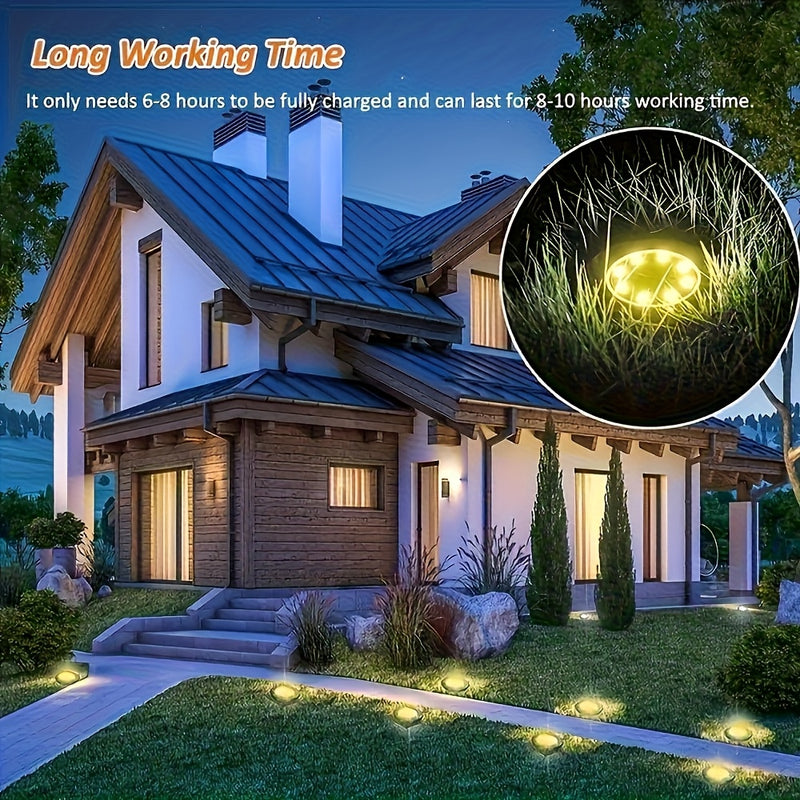4 piezas de luces solares LiHangStar para senderos - Luces solares para exteriores, escaleras y césped con luz cálida/blanca, batería recargable, sensor de movimiento, montaje semienterrado para patio, caminos, escaleras - Plástico duradero, luces solare