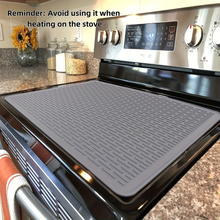 Funda de silicona extra grande para hornos, 28" x 20" (71,12" x 50,8"), resistente al calor, antideslizante, protector ideal para hornos eléctricos y encimeras de vidrio, perfecto para autocaravanas y cocinas, negro/gris.