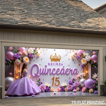 1pc, Feliz 15º Cumpleaños, Banner de puerta de garaje de cumpleaños al aire libre Cubierta de poliéster duradera Ideal para decoraciones diarias al aire libre - Precio sorpresa, Buena calidad y no requiere energía