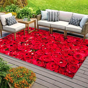 Estera floral de terciopelo de ciervo estrella - Lavable a máquina, respaldo antideslizante, estera suave y duradera de poliéster para patio, balcón o decoración de patio trasero, base crema con diseño de marco floral dorado lujoso, estera de gran área p
