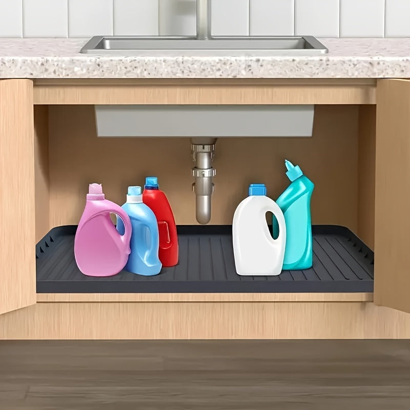 2 Piezas de Bandejas Impermeables para Fregadero Duraderas y Fáciles de Limpiar – Diseño Elegante con Rejillas Circulares para Gabinetes de Cocina y Baño