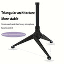 Soporte de micrófono de escritorio plegable y portátil con trípode, soporte para micrófono de escritorio, base triangular sólida, altura retráctil del soporte triangular, gran compatibilidad, adecuado para grabaciones, podcasts, transmisiones en vivo, co