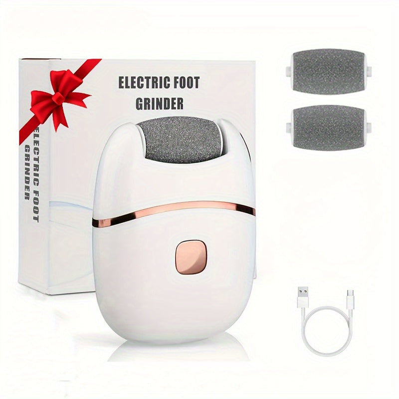 Un desmastrillador eléctrico con 2 cabezas de molienda, diseñado para uso doméstico para eliminar la piel muerta, eliminar, embellecer los pies y condiciones de los pies, adecuado para adultos, una herramienta de cuidado de los pies para viajes familiare