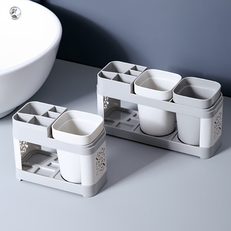 Juego de Portacepillos y Portapasta de Dientes con Diseño Chic y Drenaje - Ideal para la Organización del Baño, Decoración del Hogar