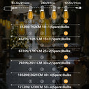 Luces de cuerda al aire libre ST38, 32,3 m/26,21 m/20,11 m/17,07 m/10,97 m/7,92 m, equipadas con 54/44/32/27/16/11 bombillas LED de alta calidad resistentes a los golpes de estilo retro. Adecuadas para calles, patios, cafeterías, bodas, fiestas de cumple