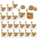 Tarros de Miel de Vidrio Hexagonal Miniatura de 1.5 Onzas, Disponibles en Conjuntos de 20, 30, 50 o 60, Incluyen una Cuchara, Símbolo de Abeja y Tarjeta de Agradecimiento - Tarros con Tapa Dorada, Perfectos para Regalos de Bebé, Bodas y Fiestas.