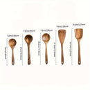Conjunto de Utensilios de Cocina de Madera AIUHI de 5 Piezas, Cucharas de Madera y Juego de Espátulas Naturales para Sartenes Antiadherentes