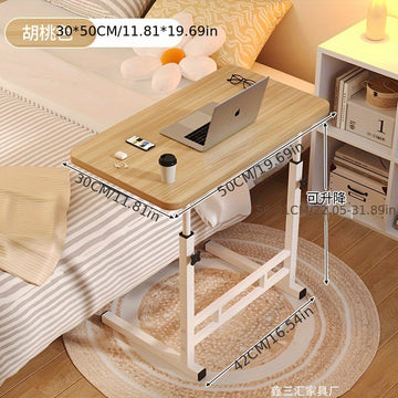 Una mesa pequeña y móvil sencilla que se puede usar como mesa lateral para un sofá o cama, adecuada para dormitorios, uso doméstico, escritorios de estudio para estudiantes, fácil de levantar y perfecta para residencias o trabajo de computadora relajado.