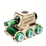 Estante de vino de madera sólida elegante | Almacena 4 botellas · Diseño creativo que ahorra espacio | Decoración versátil para el hogar, bar y cocina | Ideal para la decoración de Oktoberfest, regalos de Navidad, adornos de fiesta y regalos