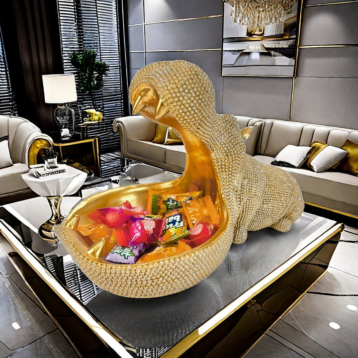 Escultura de Hipopótamo de Resina Versátil - Maceta Decorativa, Organizador de Llaves y Objetos Pequeños, Plato de Frutas para el Hogar y la Oficina