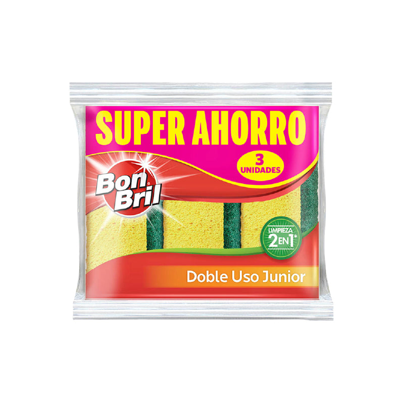 ESPONJA BONBRIL 3U DOBLE USO JUNIOR