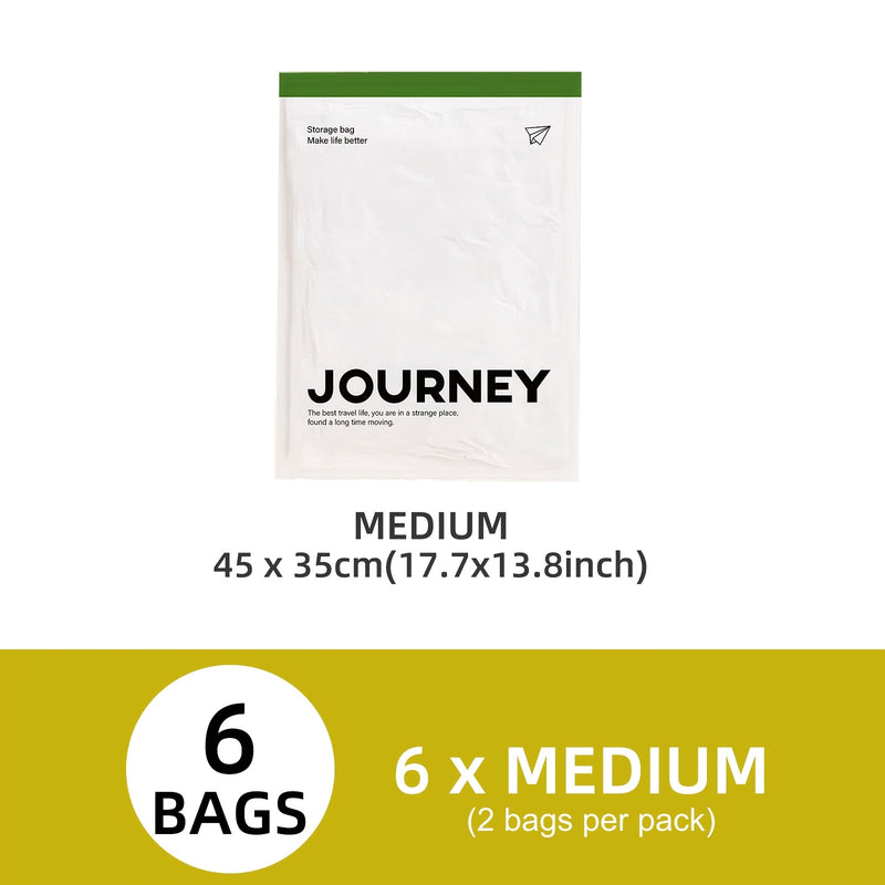 6pcs Bolsas de Compresión de Viaje Enrolladas a Mano - No Necesita Bomba, Almacenamiento Transparente para Toallas, Calcetines, Cosméticos y Más - Acabado Mate Mejorado, Varios Tamaños Disponibles