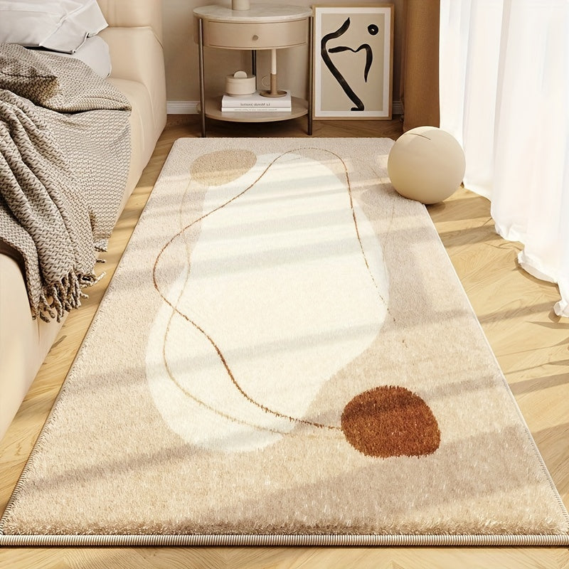1 alfombra súper suave, de pelo bajo y lavable - Diseño abstracto moderno en beige, marrón y gris - Antideslizante, sin deshilachado, rectangular para dormitorio, sala, pasillo, oficina, lavandería y porche, alfombras para sala