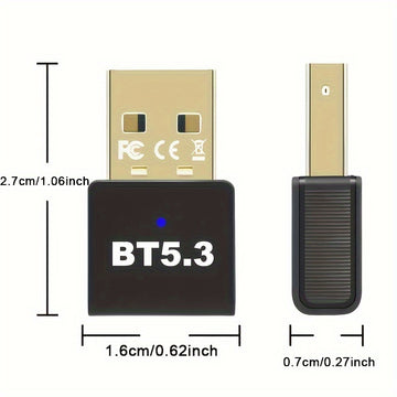 Adaptador inalámbrico USB 5.3 para PC, auriculares, teclado, ratón, altavoces - Plug and Play, compatible con Windows 11/10/8.1, compatible con versiones anteriores de 5.2/5.1/5.0/4.2/4.1/4.0, admite 7 dispositivos, no requiere batería.