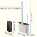 Cepillo de baño de silicona montado en la pared y juego de cepillo de mango largo ergonómico - Diseño antiadherente, fácil de limpiar para un baño higiénico, Kit de limpieza de baño | Decoración de baño elegante | Diseño ergonómico