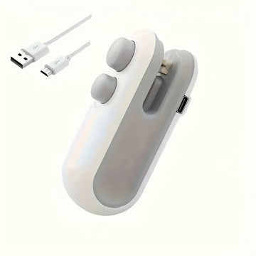 Selladora de bolsas de alimentos compacta recargable por USB, con función dual de sellado al vacío y cortadora, plástico ABS, operación manual, potencia de 16W, batería de litio de 155mAh, almacenamiento de alimentos, cierre hermético, conservación de fr