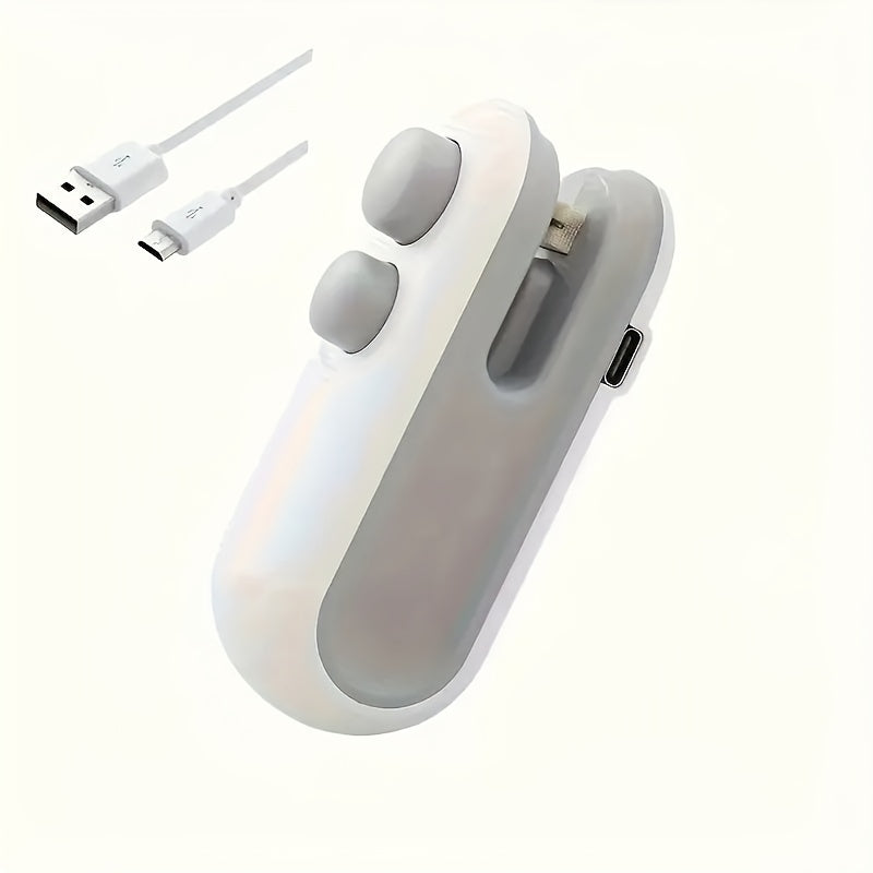 Selladora de bolsas de alimentos compacta recargable por USB, con función dual de sellado al vacío y cortadora, plástico ABS, operación manual, potencia de 16W, batería de litio de 155mAh, almacenamiento de alimentos, cierre hermético, conservación de fr