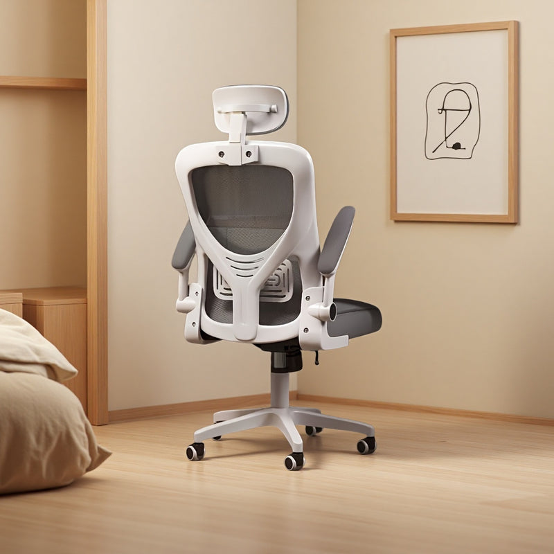 Silla de oficina ergonómica, diseño cómodo y transpirable, 4 estaciones - 12 meses, silla ejecutiva para hogar y oficina, inclinación manual, fácil de limpiar, [3 colores disponibles], base giratoria de 360°, [11 festividades para usar]