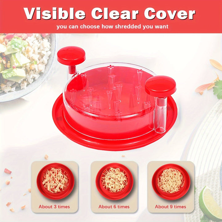 1pc Molinillo de Comida Rojo Práctico, Apto para Lavavajillas y Triturador Giratorio para Uso Fácil, Utensilios de Cocina que Ahorran Espacio, Resistente al Calor, Tapa Transparente, Antideslizante, Mango Ergonómico