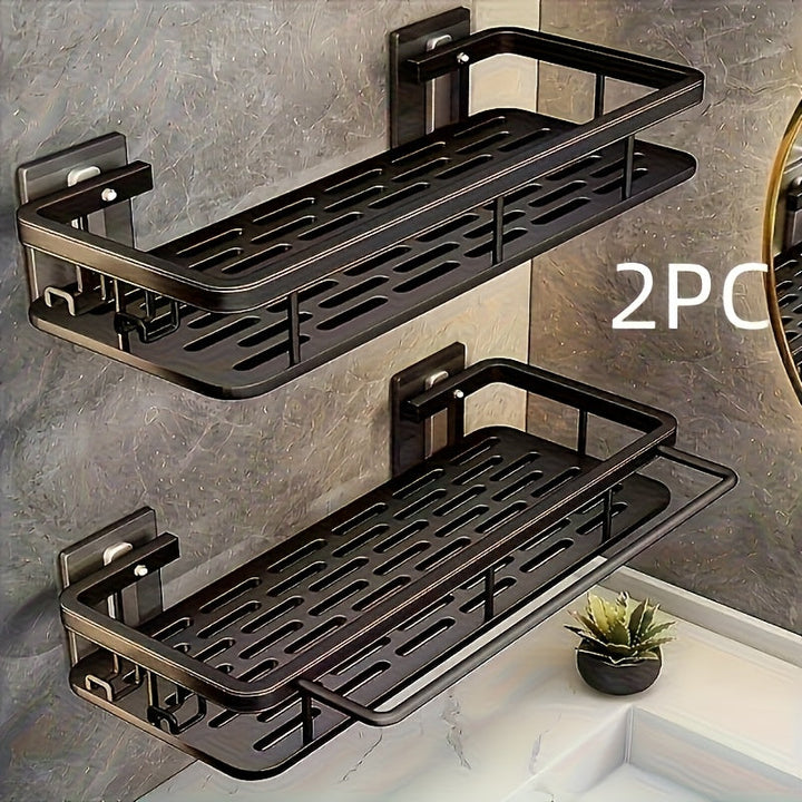 Caddy de ducha montado en la pared, gran capacidad, instalación sin taladrar, estante flotante para baño y cocina, ahorrador de espacio, fácil de instalar, sostiene 20 accesorios de ducha.