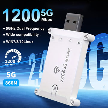 Extensor de Wi-Fi Mejorado por OEKE de 1200Mbps - Cobertura de Señal Superior, Desplazamiento Sin Interrupciones, Conectar y Usar, ¡Amplíe Fácilmente su Red Inalámbrica!