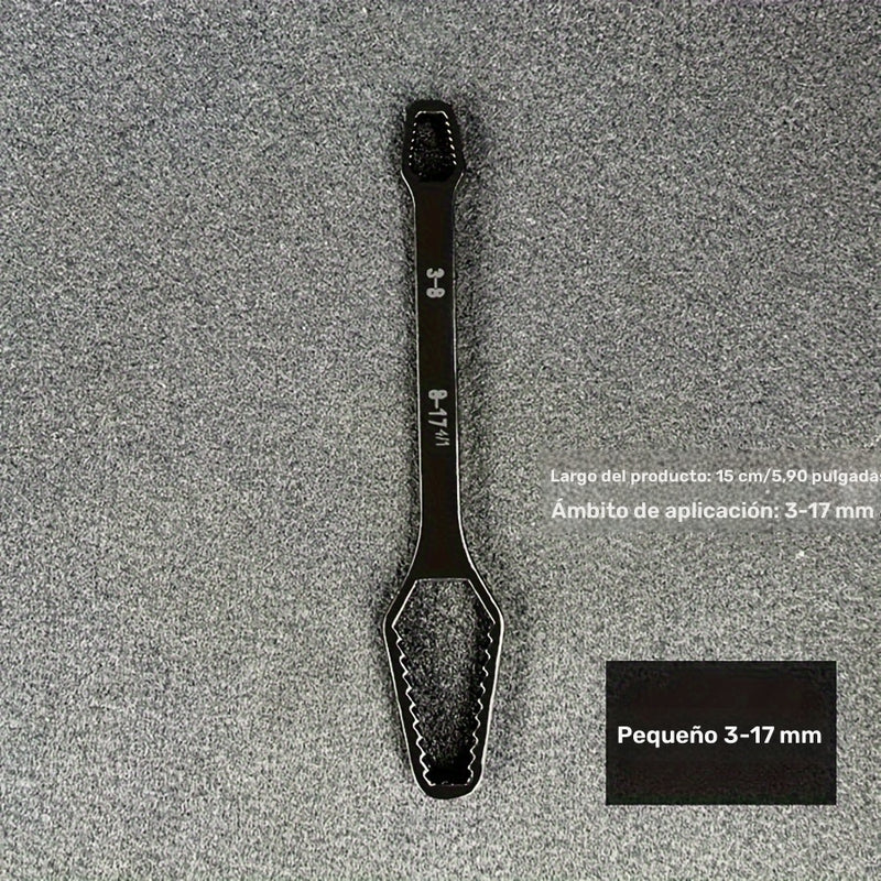 [Llave Torx Ajustable 5mm Negro] Llave Torx Ajustable de 5mm de Grosor Negro - 1ud Llave de Boca Dual Multipropósito, Tamaño de Boca 3-17mm - Herramienta Manual Portátil para Uso Automotriz y Doméstico