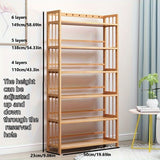 1 estante de bambú ajustable de 4-6 niveles, diseño independiente, adecuado para el hogar, sala de estar o cocina, ahorrador de espacio, duradero, elegante y fácil de montar.