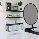 1 Juego, Estantes Flotantes De Pared, Con Cesta De Almacenamiento De Papel Higiénico, Estante De Baño De Pino Macizo Rural, Materiales De Madera, Instalación En La Pared