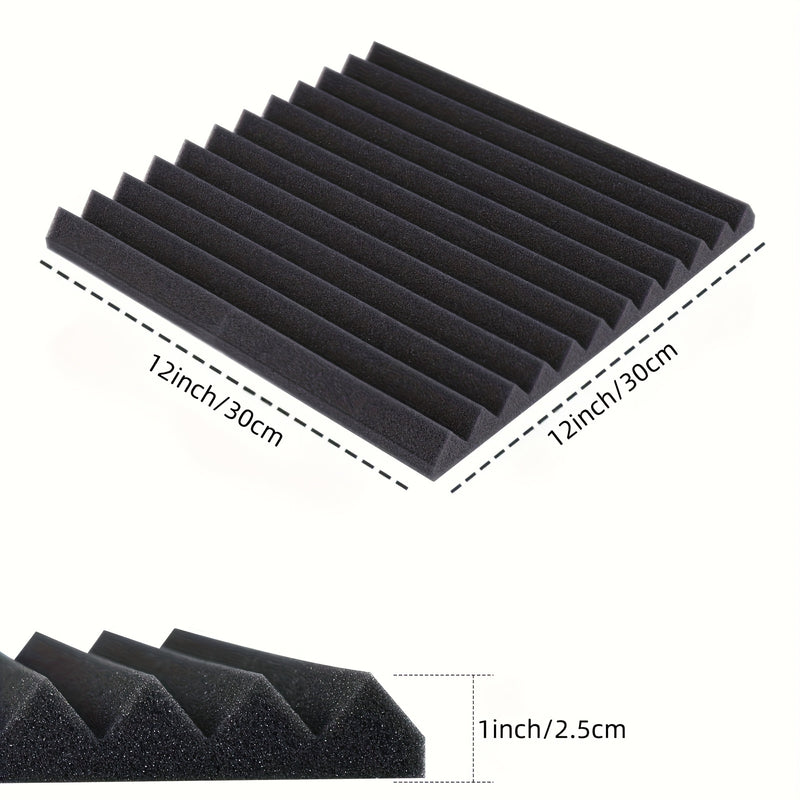 12 paneles de espuma negra de alta densidad para insonorización, 30.48 cm x 30.48 cm x 2.54 cm, retardantes de llama, reduce el ruido, recuperación rápida, ideal para oficina en casa, estudio, sala de conferencias y teatro