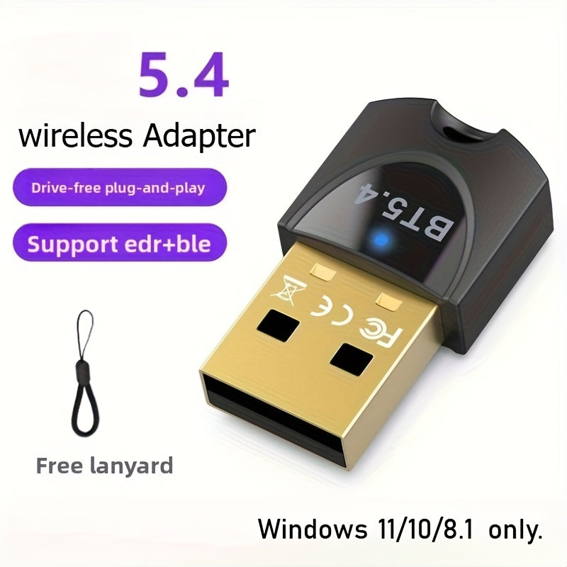 Adaptador de red inalámbrico BT5.4, receptor y transmisor inalámbrico USB mini, alimentado por USB, plug and play, inalámbrico, no requiere controlador, externo