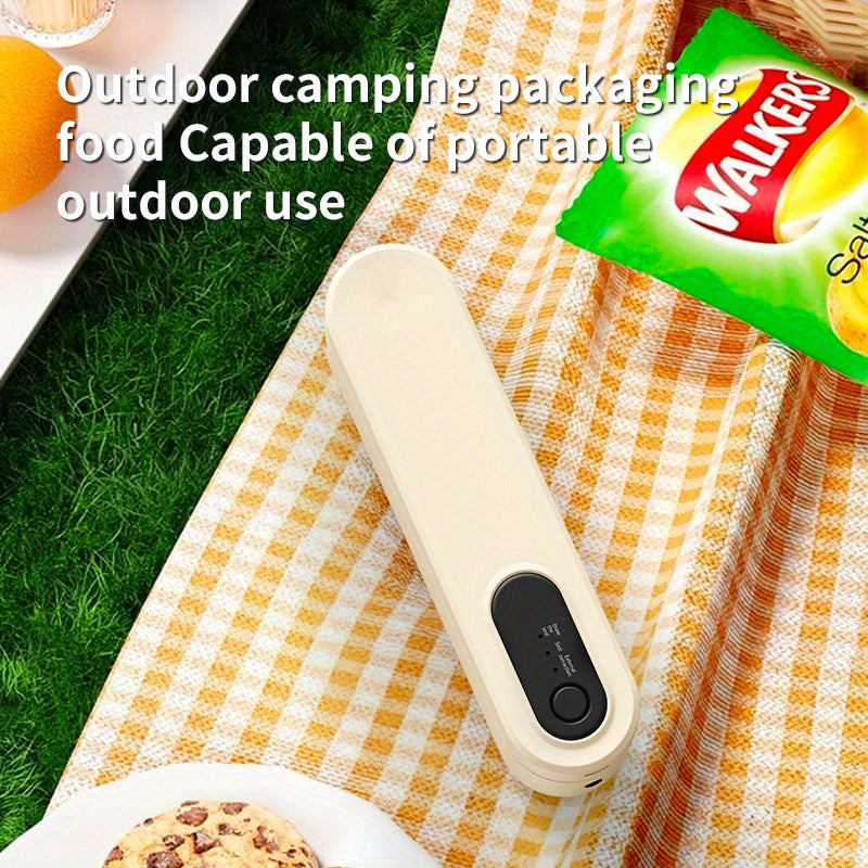 Sellador de vacío compacto recargable por USB - Un dispositivo versátil de conservación de alimentos automático que cuenta con un sistema de sellado de snacks, diseñado para ahorrar espacio, equipado con una batería de litio de 1500 mAh - Ideal para uso