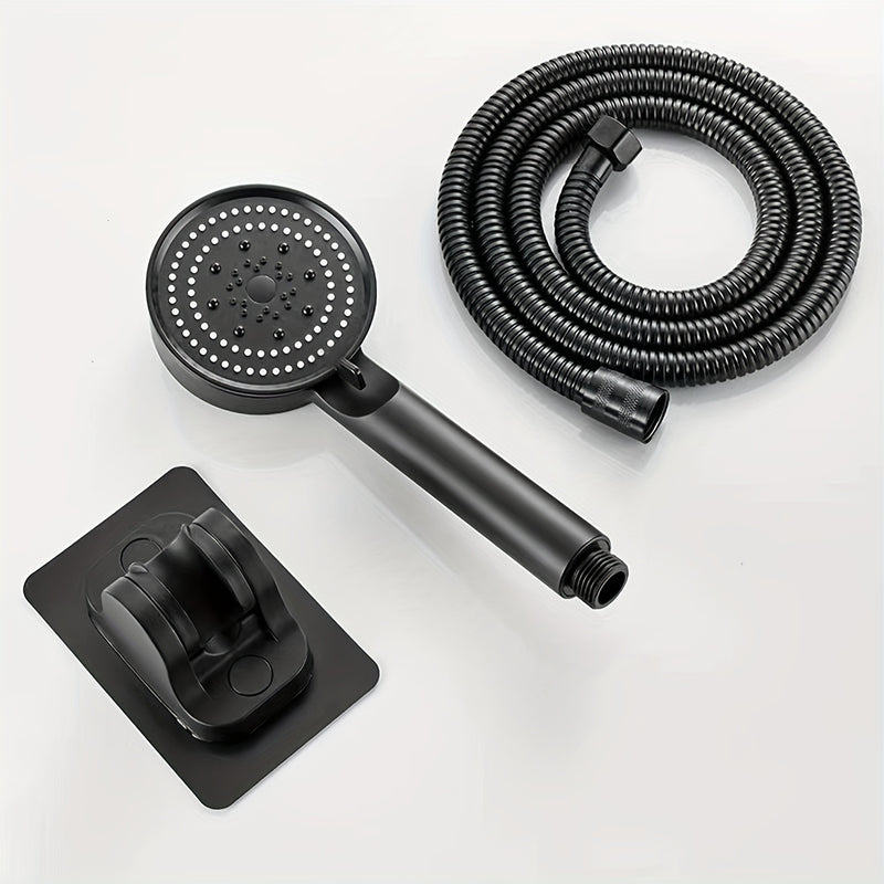 Juego de Ducha con 5 Funciones, Soporte y Manguera de 1.5m, Cabezal de Ducha de Alta Presión con Soporte Ajustable: Cinco Velocidades Cascada+1.5 +Montaje en Pared