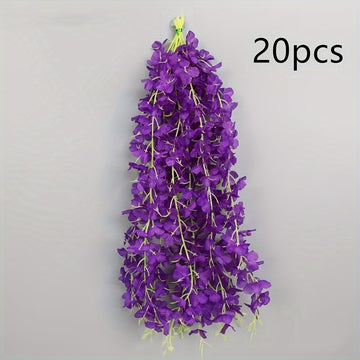 20 piezas de Guirnalda Artificial de Glicinas - Enredadera Colgante Morada y Blanca para Bodas, Fiestas, Paredes y Techos del Hogar - Decoraciones Florales Sin Mantenimiento, Adornos para Fiestas | Enredaderas de Bajo Mantenimiento