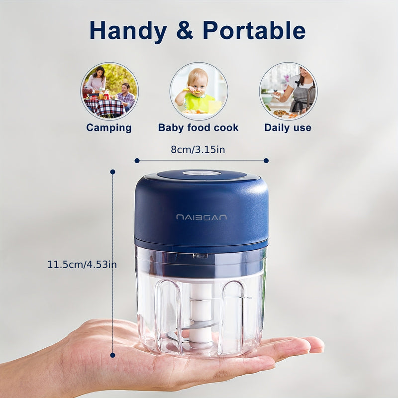 Trituradora de alimentos eléctrica Naibsan, molinillo de carne mini, hacedor de puré de ajo, carga USB, 5000rpm, capacidad de 251ml, gadget de cocina portátil para carne picada, verdura, cebolla, jengibre, chile, batería de litio recargable