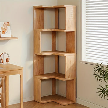 Estante de almacenamiento multifuncional de madera sólida para esquina del suelo, armario de esquina de sala de estar de varios niveles, estantería simple de almacenamiento de esquina