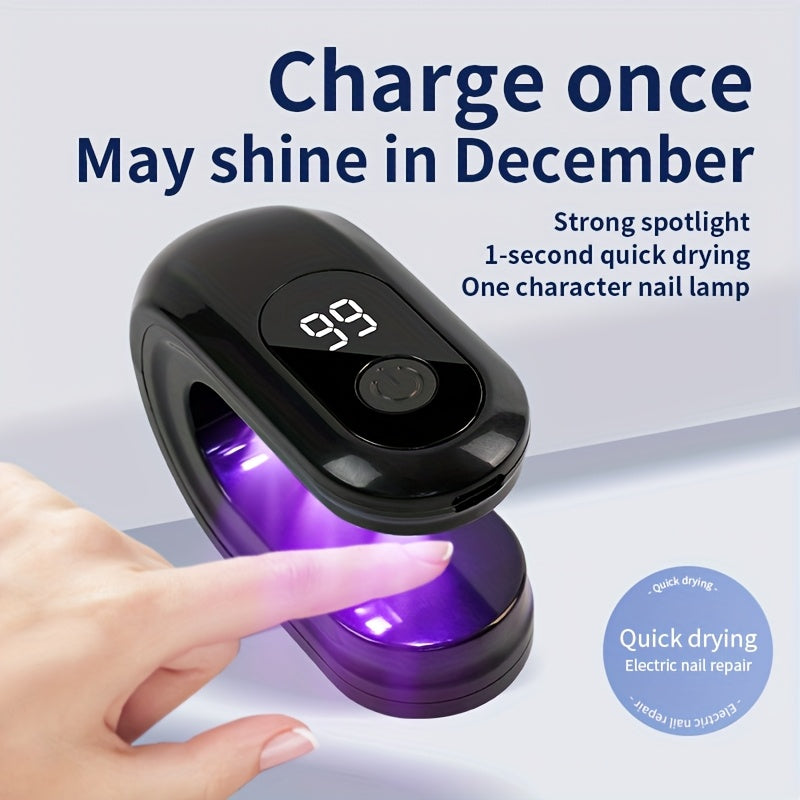 Lámpara de curado de uñas mini portátil con pantalla de visualización digital, carga USB, adecuada para peluquerías, uso en casa, viajes para endurecer uñas de gel, vida útil de la batería ultra-larga con modo de temporizador.