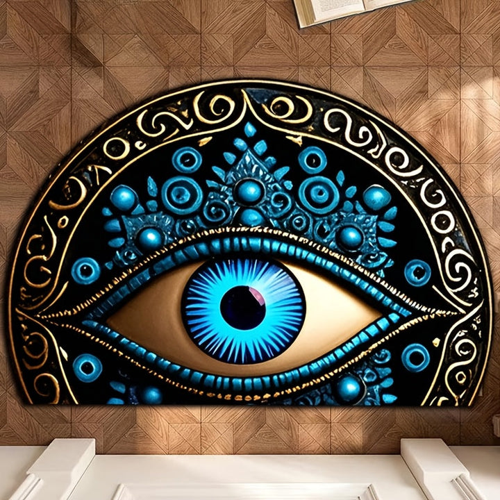 1 unidad de Alfombra de Piso de Diseño de Ojo Semircular de Lujo, Simbolizando Prosperidad, Buena Suerte, Fondo de Silicona Antideslizante, Lavar en Máquina, Fácil de Limpiar, Cómoda, Alfombra de Puerta Lavar en Máquina, Adecuada para Patio, Entrada, Sal