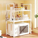 Estante de cocina expandible de 2/3 niveles con soporte para microondas - Organizador metálico resistente para horno y freidora de aire | Ahorrador de espacio para encimera | Diseño moderno y duradero