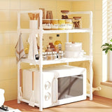 Estante de cocina expandible de 2/3 niveles con soporte para microondas - Organizador metálico resistente para horno y freidora de aire | Ahorrador de espacio para encimera | Diseño moderno y duradero