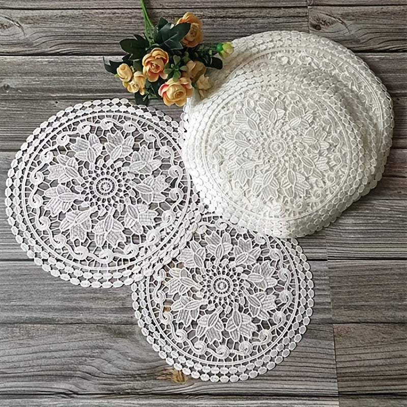 Juegos de Manteles Redondos Europeos de Lujo Resistentes al Calor - Alfombrillas Premium de Poliéster para Platos Calientes, Decoración Elegante para Comedor, Posavasos y Lámparas