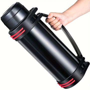 1pc Botella de agua de acero inoxidable de gran capacidad - Portátil, termo reusable para bebidas calientes y frías, solo lavado a mano, jarrón multipropósito para viajes al aire libre
