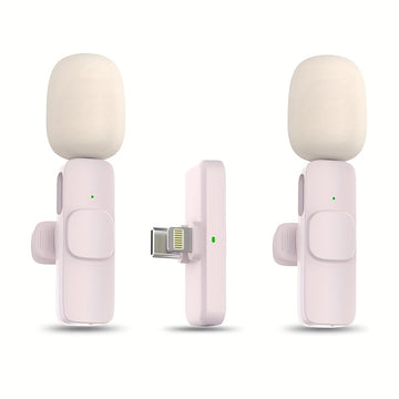 Microfono sin varillas profesional para solapa, compatible con iPhone y iPad - Micrófono de solapa sin varillas para grabacións de video, TikTok, entrevistas en YouTube, podcasts y vlogs - Mini micrófono móvil rosa, regalo ideal para festividades
