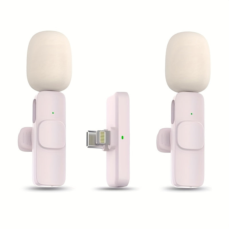 Microfono sin varillas profesional para solapa, compatible con iPhone y iPad - Micrófono de solapa sin varillas para grabacións de video, TikTok, entrevistas en YouTube, podcasts y vlogs - Mini micrófono móvil rosa, regalo ideal para festividades